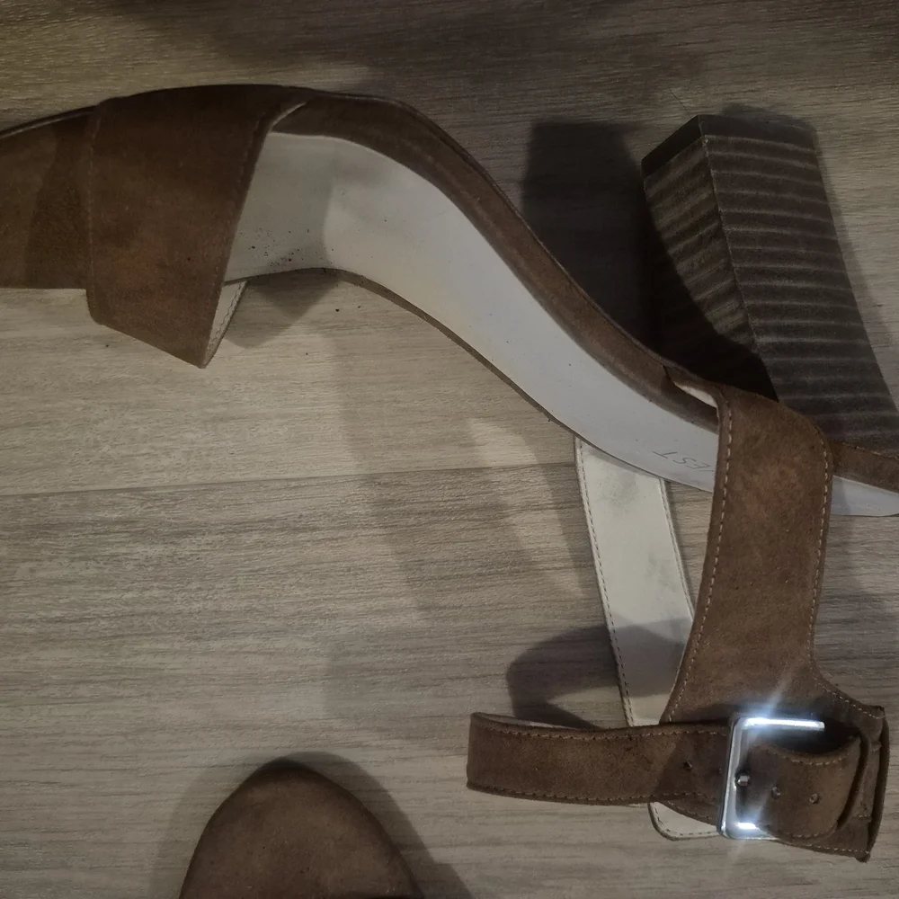 Nine West Tan Suede Heeled Sandals - Picture 2 of 3